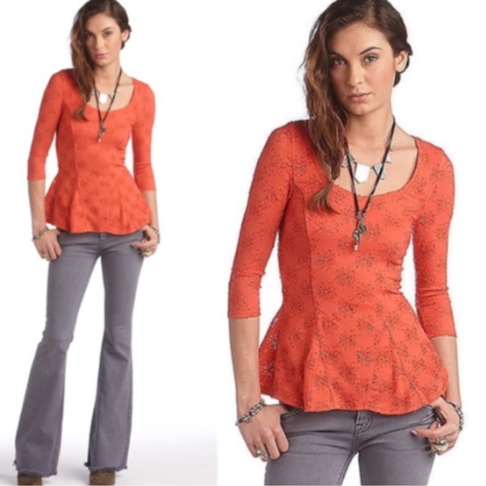 Free People | Daisy Pointelle Pepluml | Persimmon | Paisley | Medium